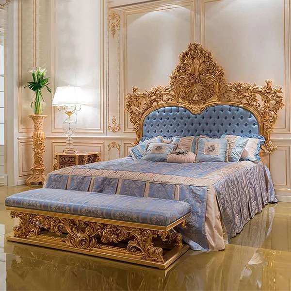 Custom luxury high headboard king bed set for home furniture