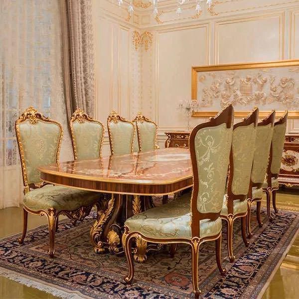 Custom Luxury long dining room table set for home furniture
