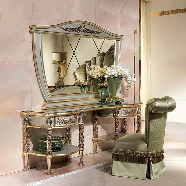 Luxury custom Classic vanity makeup table with mirror set for home furniture
