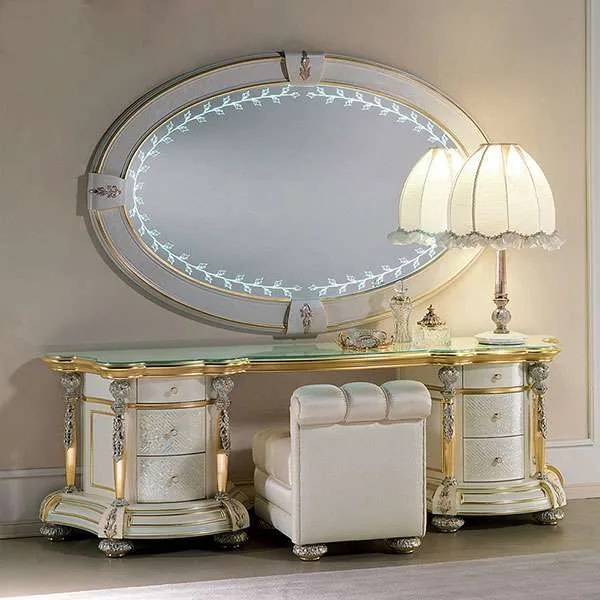 Luxury custom Classic modern dressing table with mirror set for home furniture