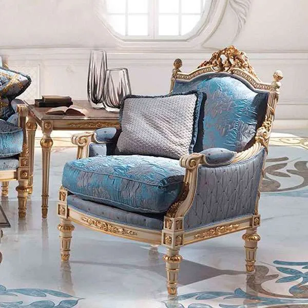 Royal blue fabric sofa detail view – Sofas & Couchs design