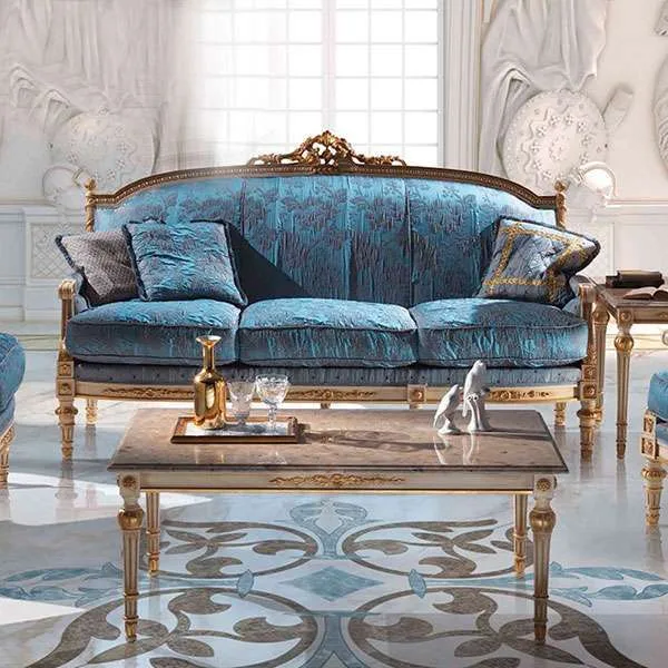 Custom luxury royal blue fabric sofa for home furniture