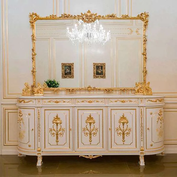 Custom luxury wooden console table with mirror for home furniture