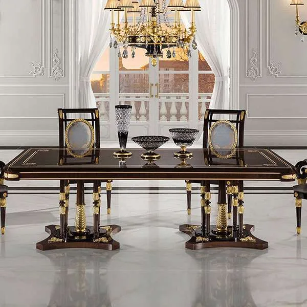 Custom Luxury Classic black dining table set for home furniture