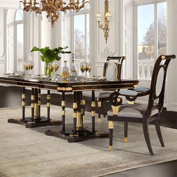 Classic black dining table set - Image 2