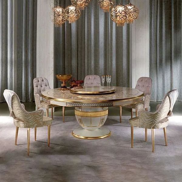 Classic large round dining table set