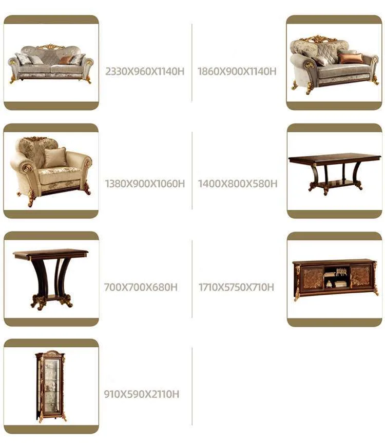 Classic tv stand and display cabinet 5 Custom luxury Classic fabric sofa set for living room furniture
