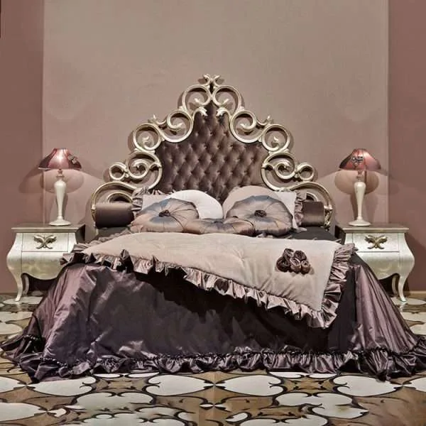 Custom Luxury French king size grey fabric bed frame for home furniture