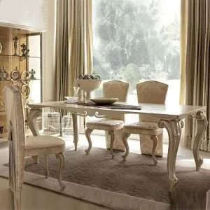 Custom Luxury Rectangle ivory dining table set for home furniture