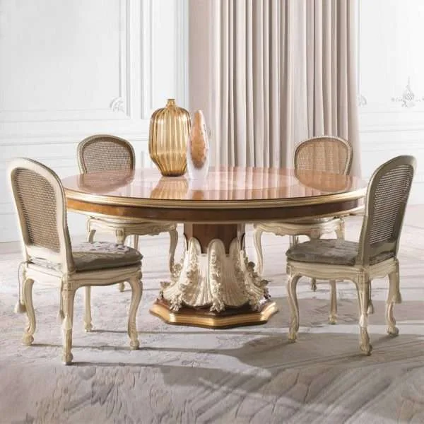 Custom Luxury Italy wood round dining table for home furniture