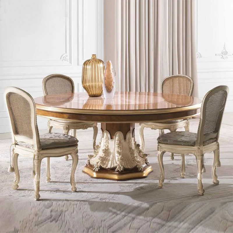 Custom Luxury Italy wood round dining table for home furniture