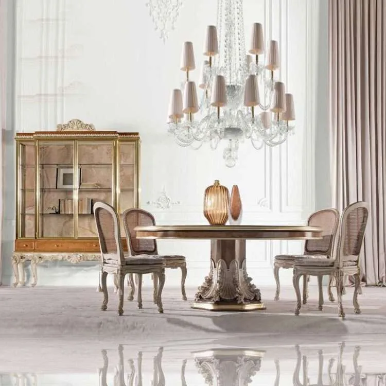 Custom luxury dining table and wine cabinet set