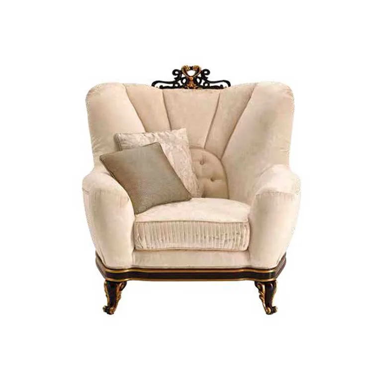 European luxury villa solid wood single sofa