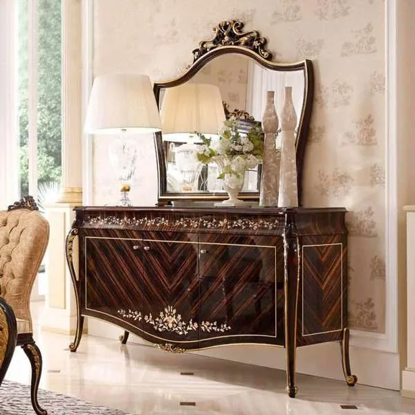 European restaurant solid wood carved sideboard French living room decorative locker