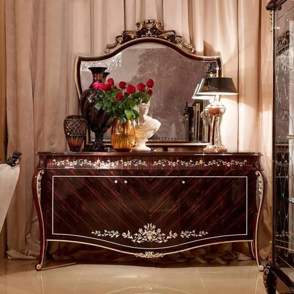 European restaurant solid wood carved sideboard French living room decorative locker