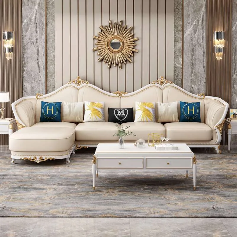 European style leather corner sofa set