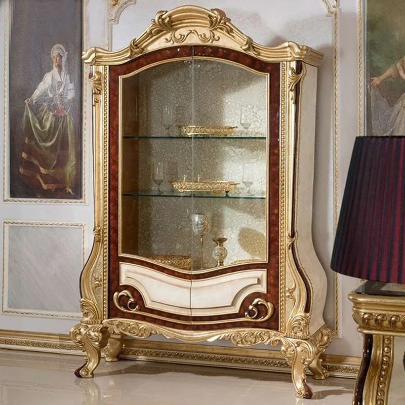 OE-FASHION European style displaycase gold glass wine cabinet