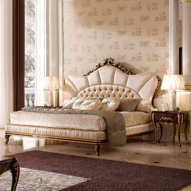 European Neoclassical Solid Wood Double Bed 1.8m Princess Bed
