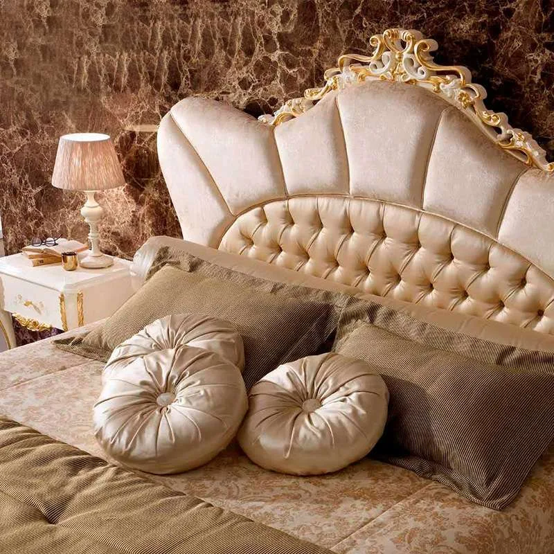 European Neoclassical Solid Wood Double Bed craftsmanship close-up – Beds design