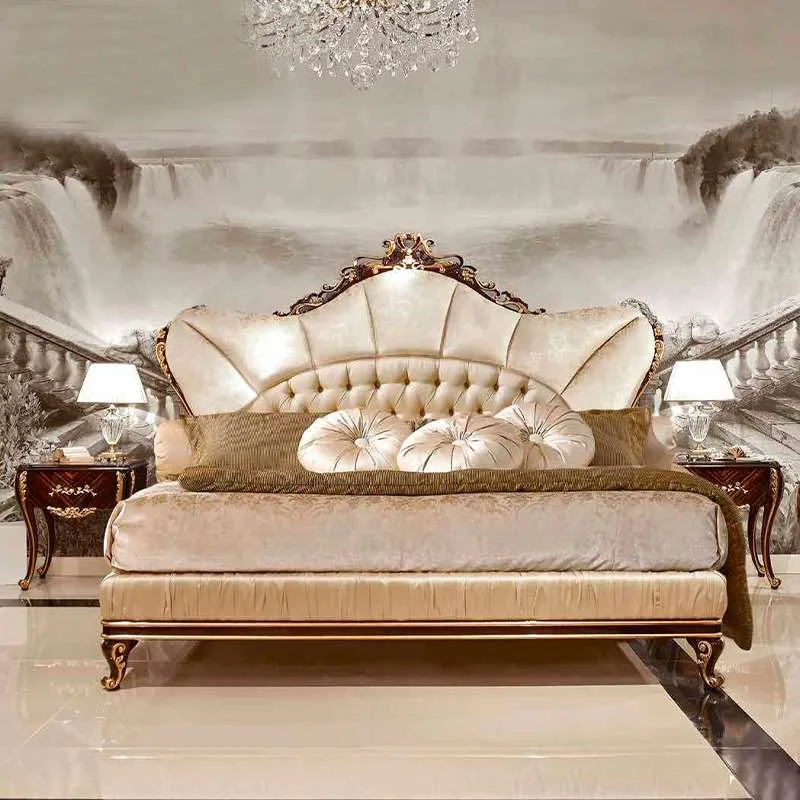 European Neoclassical Solid Wood Double Bed detail view – Beds design