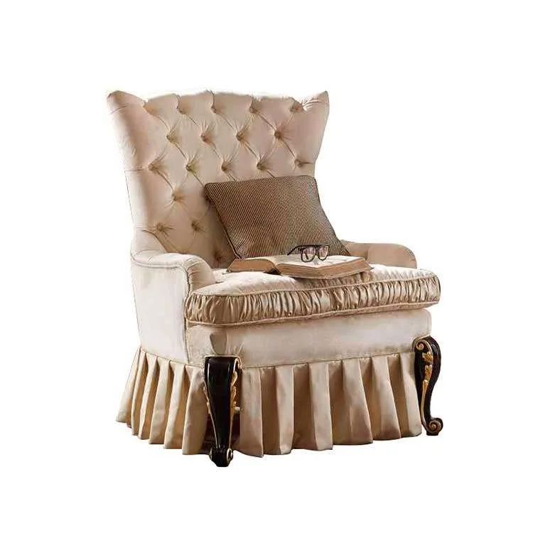 OE-FASHION LUXURY WOOD SINGLE SOFA FOR BEDROOM