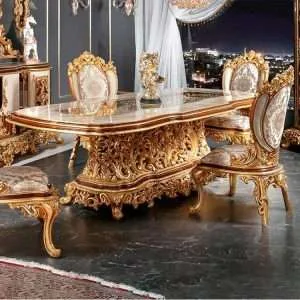 OE-FASHION Custom Luxury Rectangle pedestal dining table set for home furniture