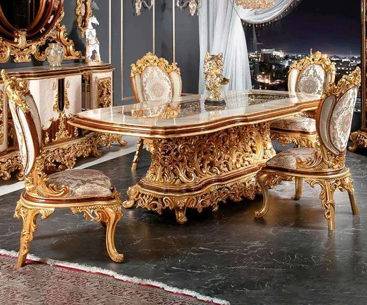 Bespoke Hand-Carved Gilded Rococo Palace Living Room Suite: Grand Villa Seating – reference view – dining table 5