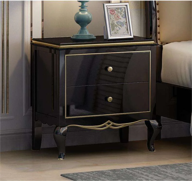 OE-FASHION American style wooden bed frame with leather headboard
