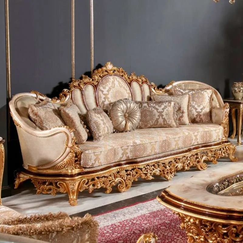 Hand-Carved Gilded Rococo Palace Living Room Suite: Grand Villa Seating detail view – Sofas & Couchs design