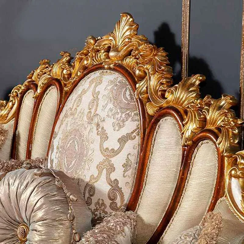 Hand-Carved Gilded Rococo Palace Living Room Suite: Grand Villa Seating craftsmanship close-up – Sofas & Couchs design