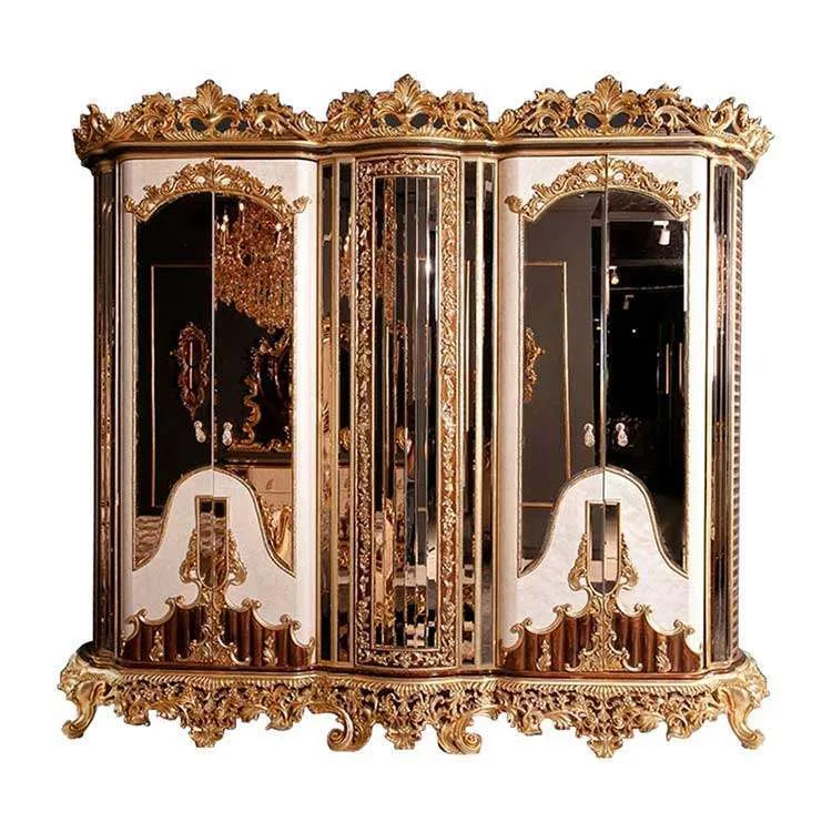 Luxury Classic European style solid wood multi-door wardrobe for home furniture
