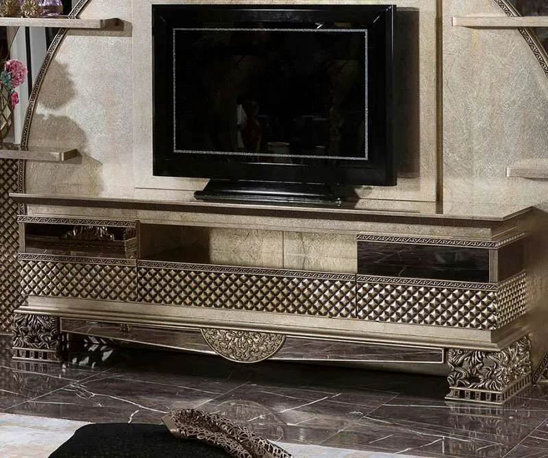 French solid wood carving TV table craftsmanship close-up – TV Stands & Media Consoles design