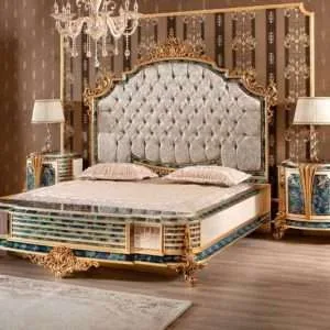 Home 10 OE-FASHION French high bed frame with headboard princess wedding bed