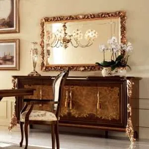 OE-FASHION European style Antique Antique mirror console cabinet with 4 doors