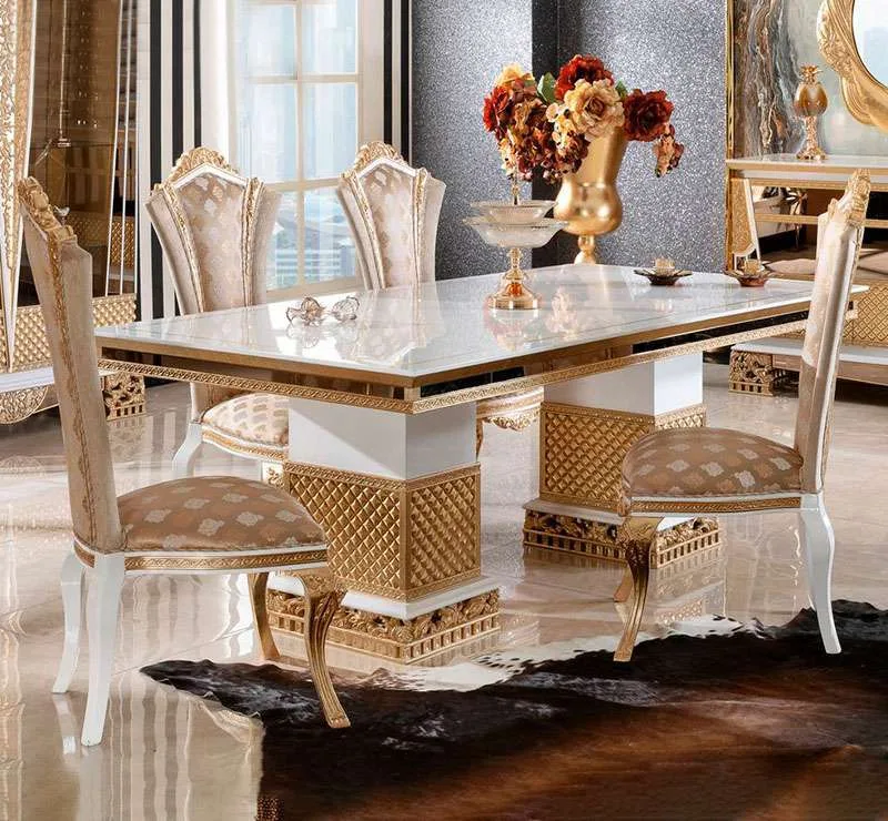 OE-FASHION Luxury wood carved living room sofa gold frame sofa