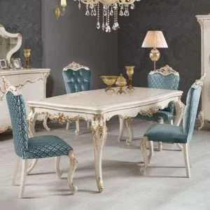 Home 12 OE-FASHION Neoclassical rectangular dining table and chairs for home furniture