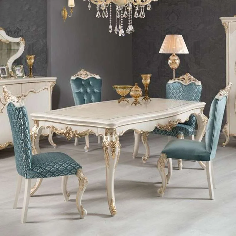 Neoclassical rectangular dining table and chairs