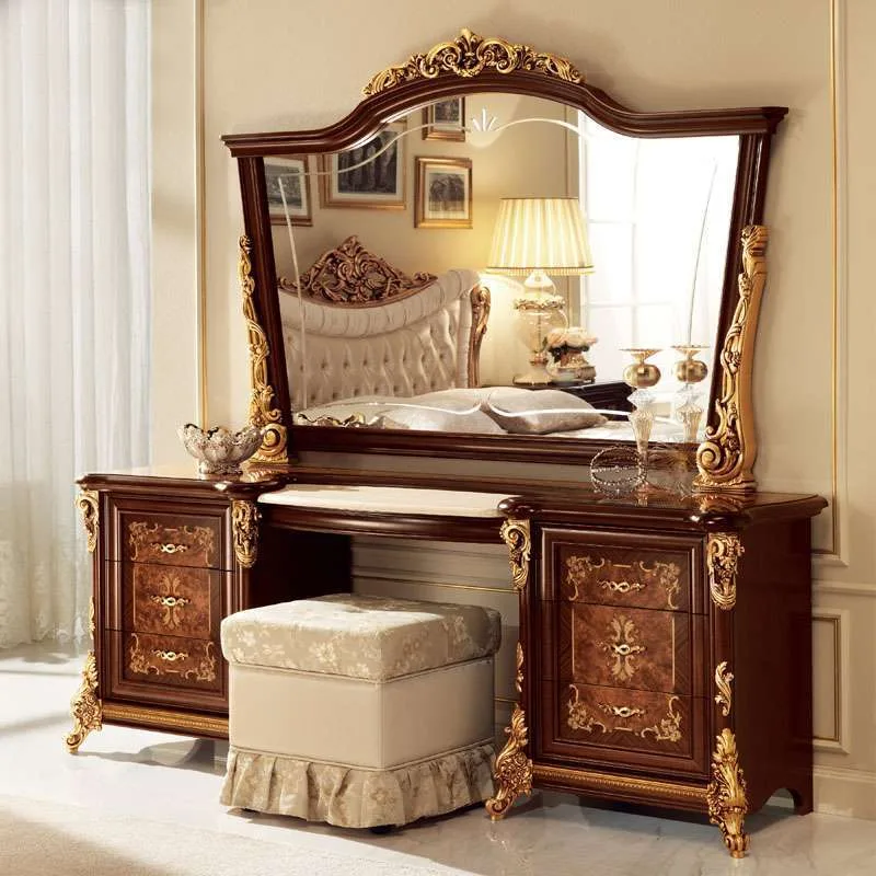 OE-FASHION Antique french dressing table and mirror set
