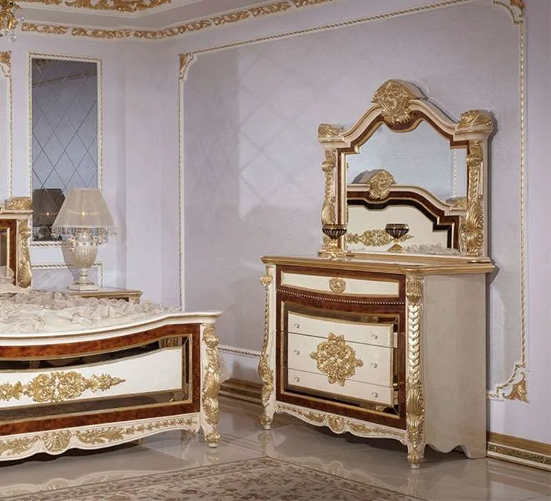 Bespoke European style solid wood double princess bed &ndash; reference view &ndash; makeup table
