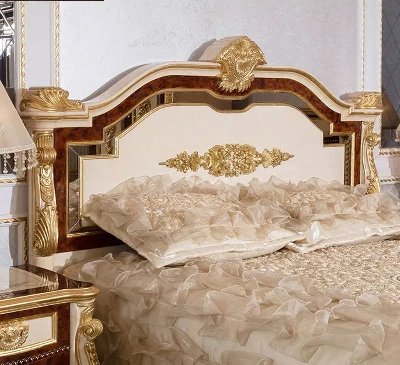 European style solid wood double princess bed material texture – Beds design