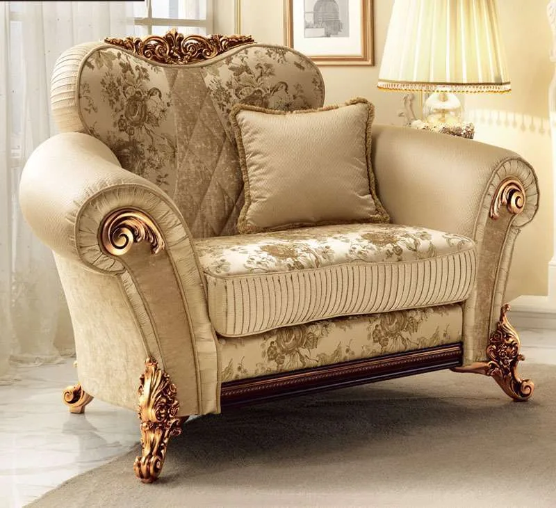 OE-FASHION European style velvet gold frame sofa antique living room sofa