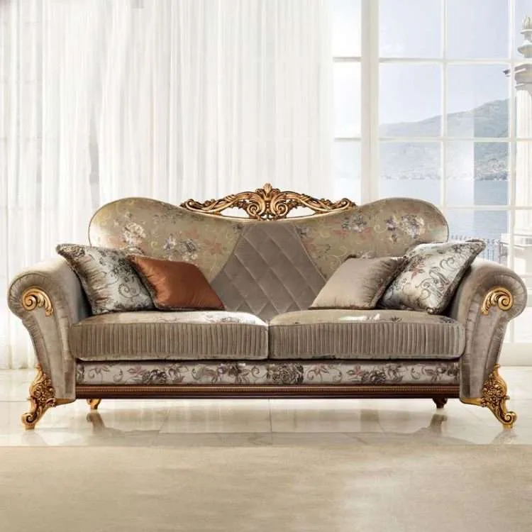 European style velvet gold frame sofa - Image 2