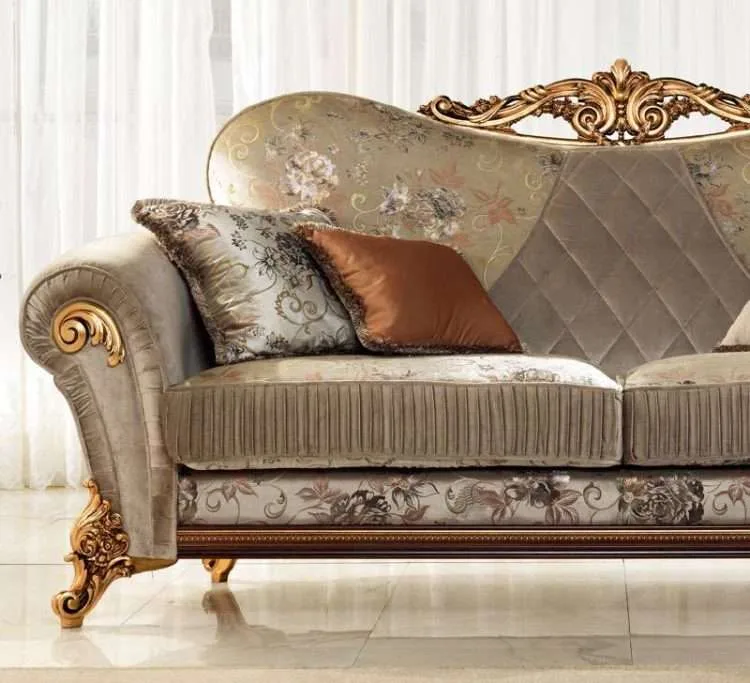 European style velvet gold frame sofa - Image 4