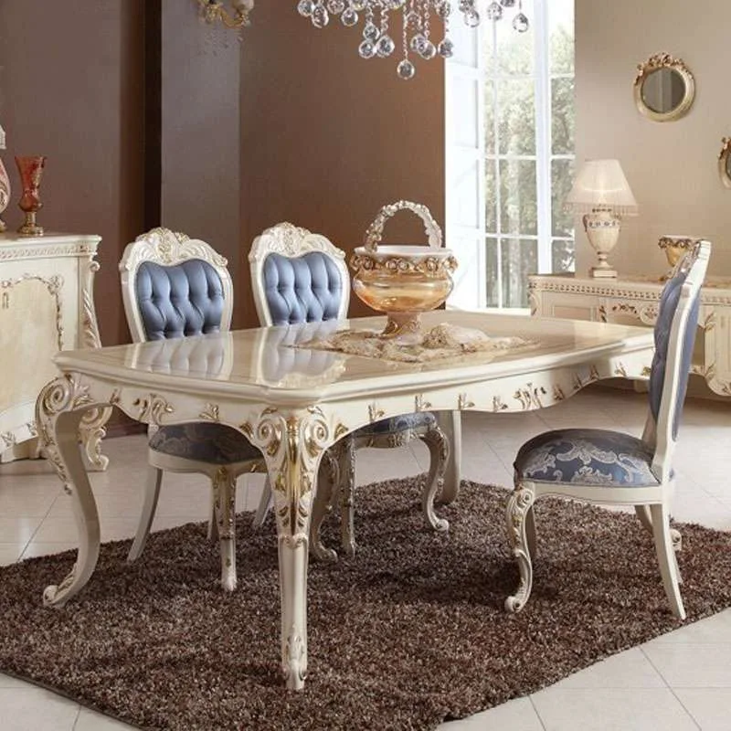 European neoclassical solid wood carved dining table