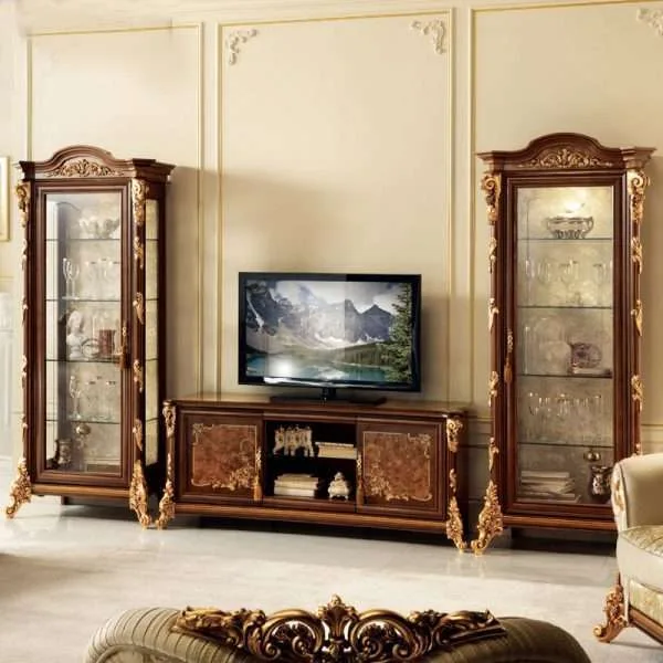 Bespoke Walnut Marquetry Entertainment Wall System: Villa Media Suite | OE-FASHION