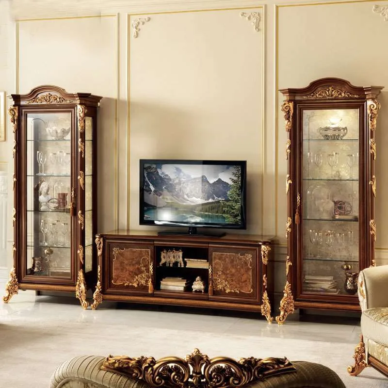Bespoke Walnut Marquetry Entertainment Wall System: Villa Media Suite