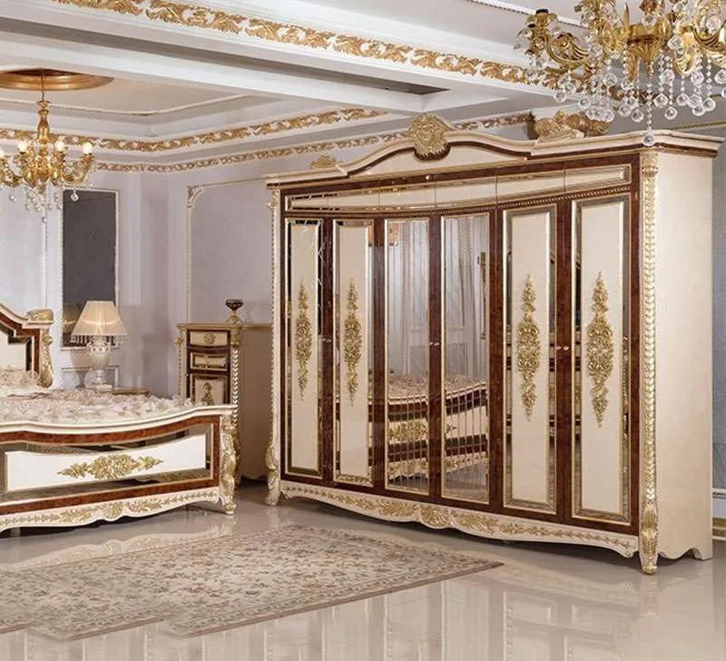 Bespoke European style solid wood double princess bed &ndash; reference view &ndash; wardrobe