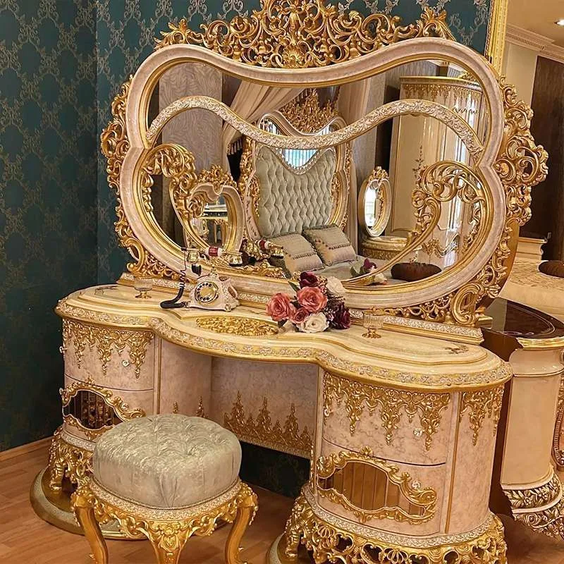 Bespoke French style gold and blue sectional sofa &ndash; reference view &ndash; bedroom furniture 6 5