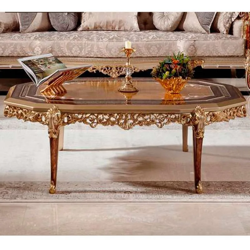 OE-FASHION Custom luxury Antique Vintage hand carved coffee table carved wooden coffee tables