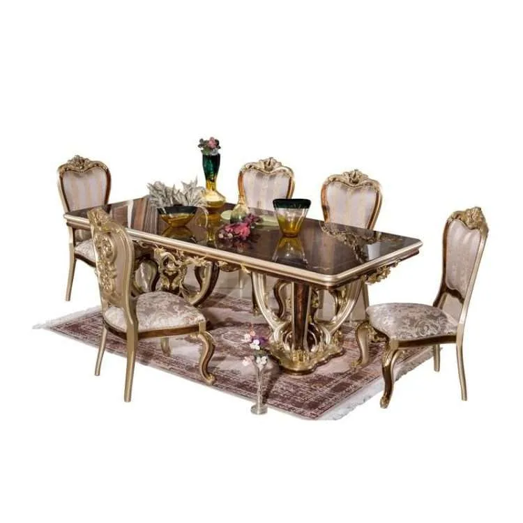 Antique french dining room table and chairs for 6 - Image 3